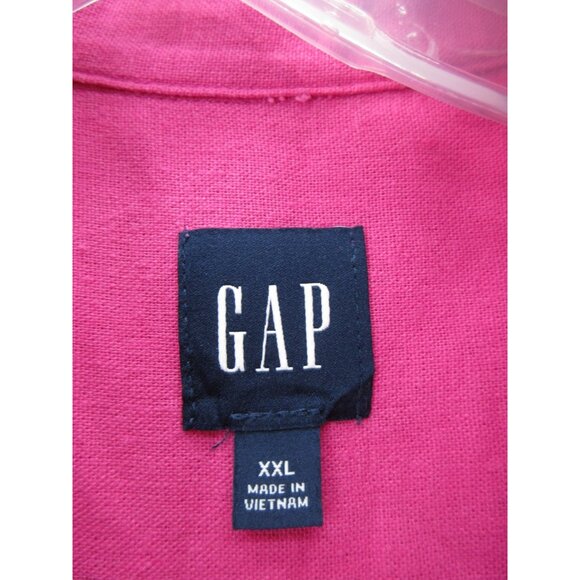 Gap Top XXL Linen Blend Tunic Shirt Button Down Pocket Preppy Woven - Picture 9 of 11